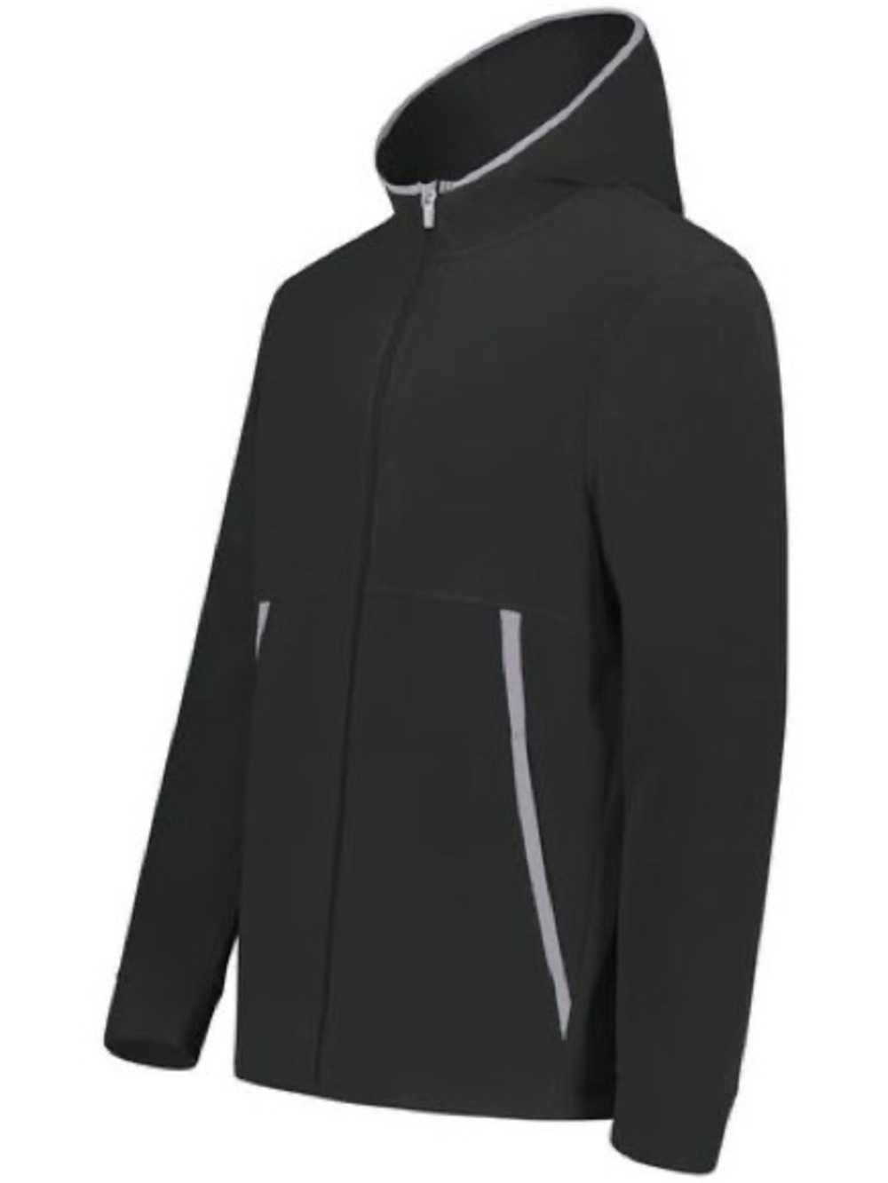 Augusta Sportswear Black Hooded Fleece Jacket with Gray Trim